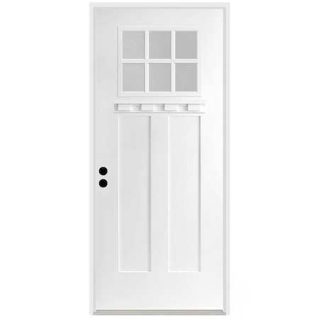 Codel Doors 32" x 80" Primed White Shaker Exterior Fiberglass Door 2868RHISPSFHER2066C691610BM